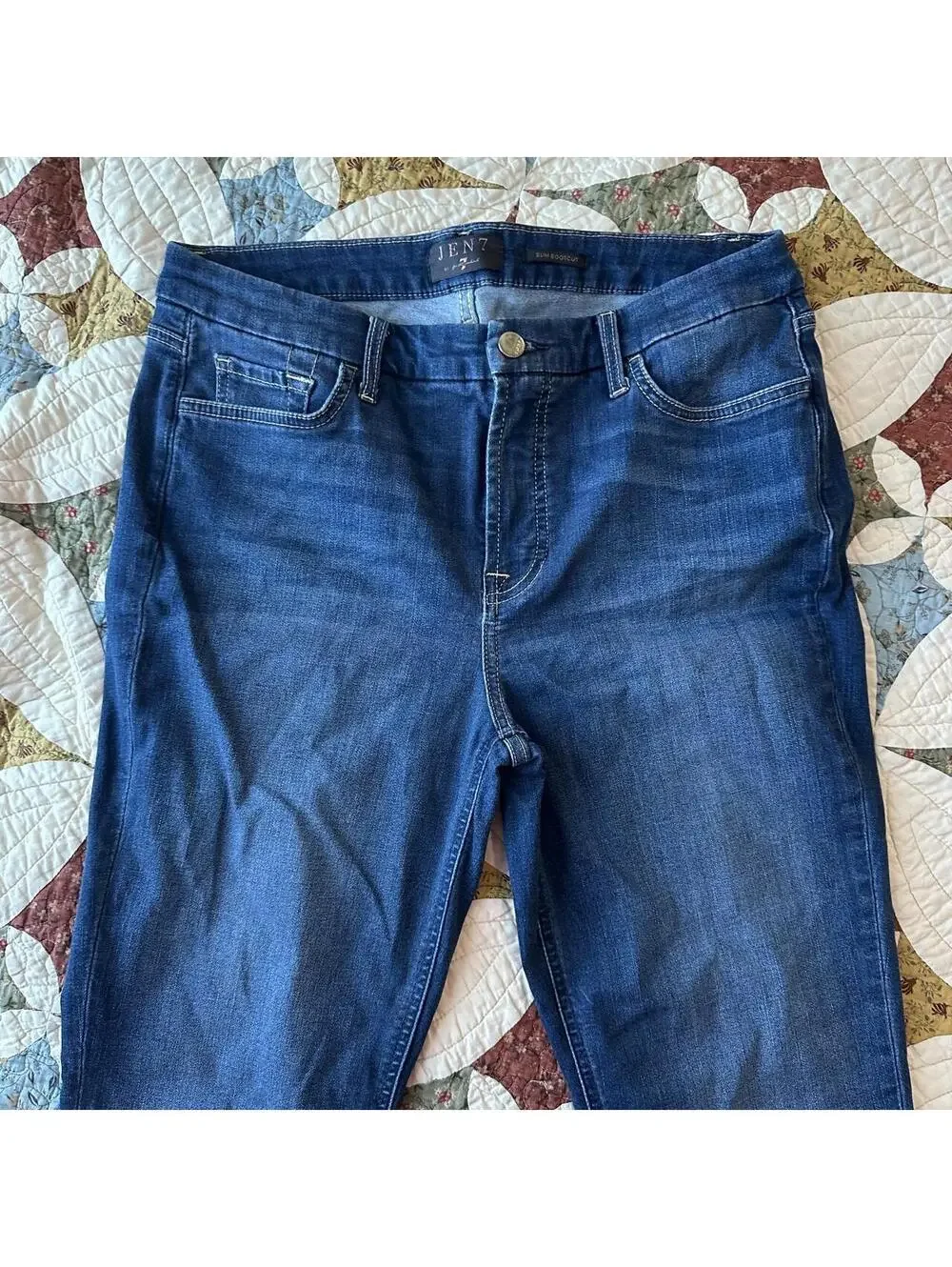 Jen7 by 7 For All Mankind slim bootcut jeans dark wash Size 12 western cowgirl